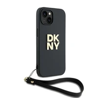DKNY Dėklas telefonui su dirželiu ir logotipu iPhone 14 / 15 / 13 - juodas