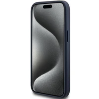 Guess 4G Triangle Metal Logo dėklas telefonui iPhone 15 Plus / 14 Plus - mėlynas