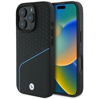 BMW Parašas Odinis Tekstūruotas ir Linija Magnetinis dėklas telefonui iPhone 16 Pro - juodas