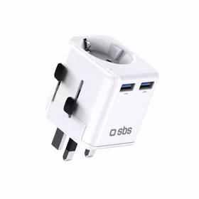 SBS universalus kelioninis adapteris - EU 2xUSB-A - baltas