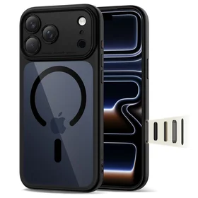 "Tech-Protect Magpeak Magsafe CC" dėklas "iPhone 17 Pro" - skaidrus, juodas