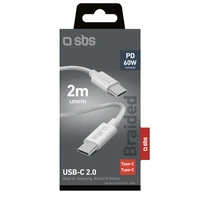SBS TECABLETISSUETCC2G kabelis 2 x USB-C 2 m 60W su Power Delivery - pilkas