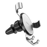 HOCO gravitacinis automobilinis laikiklis oro angai CA56 PLUS metalinis šarvas sidabrinis