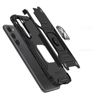 Wozinsky Ring Armor dėklas telefonui Samsung Galaxy S23+ šarvuotas dėklas su magnetiniu laikikliu ir žiedu juodas