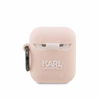 Karl Lagerfeld KLA2RUNCHP AirPods 1/2 dėklas rožinis/rožinis silikoninis Choupette galva 3D