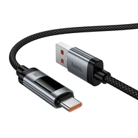 Kabelis USB A į USB C Hoco PD 6A 240W 1,2 m U148 su skaitmenine indikacija - juodas
