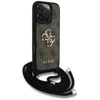Guess 4G Big Logo Cord Stap dėklas telefonui iPhone 16 Pro Max - rudas