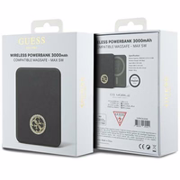 Guess Magnetinė 4G Strassed Metalinis Logotipas indukcinė išorinė baterija 5W 3000mAh - juoda