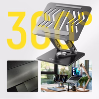 Wozinsky WRS-CPY84SB 360 aliuminis nešiojamojo kompiuterio ir planšetės stovas + nemokamas išmaniojo telefono stovas - juodas