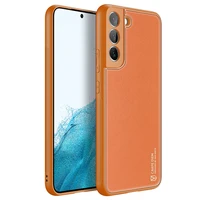 Dux Ducis Yolo elegantiškas dėklas iš ekologiškos odos Samsung Galaxy S22 + (S22 Plus) oranžinis