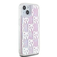 DKNY skystojo blizgučio daugiologo dėklas telefonui iPhone 15 / 14 / 13 - rožinis
