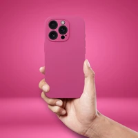 Silikoninis 2mm dėklas telefonui IPHONE 15 Pro Max, suderinamas su Magnetine MagSafe funkcija, rožinės spalvos