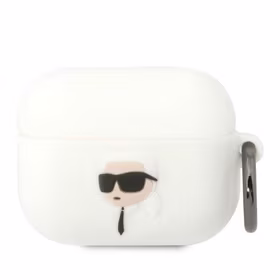 Karl Lagerfeld KLAPRUNIKH AirPods Pro dėklas balta/balta silikoninis Karl galvos 3D