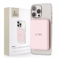 Tech-Protect LifeMag PB10 išorinė baterija su MagSafe 5000mAh 15W USB-C jungtimi - rožinė + USB-C kabelis