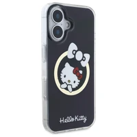 Hello Kitty IML Linksmas kaspinas magnetinis iPhone 16 dėklas - juodas