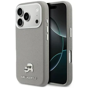 KARL LAGERFELD case for IPHONE 17 Pro compatible with MagSafe KLHMP17L6PFKCLG (PU FW W/ K&C Head Pin) gray