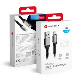FORCELL F-ENERGY C257 kabelis USB A į Lightning 2,4A 12W Cafule 2 m juodas