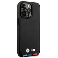 Dėklas BMW BMHMP14L22PTDK iPhone 14 Pro 6.1 "juodas / juoda Odinis Antspaudas Trispalvis Magnetinis