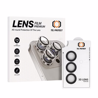 Grūdintas stiklas Tel Protect 3D objektyvo apsaugai ant kameros Samsung Galaxy S25 juodas (lēcas 3 vnt.)