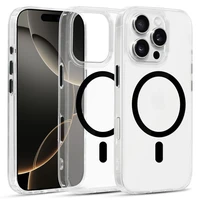 Blizgus Magsafe Skaidrus dėklas telefonui iPhone 15 Pro Max juodas