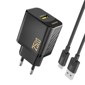 Dudao A27STEU 25W GaN USB-A Wall Įkroviklis with USB-A - USB-C Laidas - Juodas