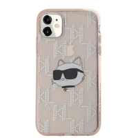Karl Lagerfeld IML Choupette galvos ir monogramos dėklas iPhone 11 / Xr - rožinė
