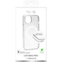 Puro Lite Mag Pro magnetinis silikoninis dėklas telefonui iPhone 15 - permatomas