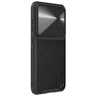 Nillkin CamShield Leather S dėklas telefonui Samsung Galaxy S23+ su kameros dangteliu juodas