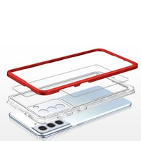 Clear 3in1 dėklas Samsung Galaxy S23 silikoninis dėklas su rėmeliu raudonas