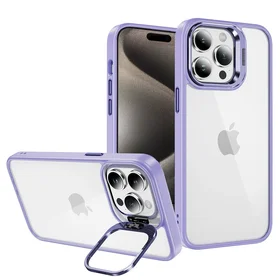 Tel Protect Dėklas telefonui su stovu + kameros stiklas Iphone 14 Pro Max šviesiai violetinė
