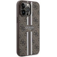 Guess 4G Printed Stripes Magnetinis dėklas telefonui iPhone 15 Pro Max - rudas