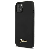 Guess GUHMP13MLSLMGBK dėklas telefonui iPhone 13 6.1" juodas kietas silikoninis su auksiniu logotipu MagSafe