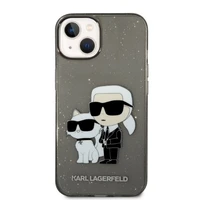 Karl Lagerfeld blizgus Karl&Choupette dėklas telefonui iPhone 14 Plus - juodas
