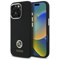 Guess Silikoninis Logo Strass 4G Dėklas iPhone 16 Pro - juodas