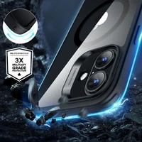 ESR Classic Hybrid Halolock MagSafe komplektas su apsauginiu stiklu iPhone 16 - skaidrus su juodu rėmeliu