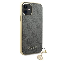 Guess GUHCN61GF4GGR iPhone 11 6.1" / Xr pilkas/pilkas kietas dėklas 4G Charms Collection