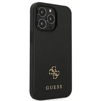 Guess Saffiano 4G Small Metal Logo dėklas telefonui iPhone 13 Pro / 13 6.1" - juoda