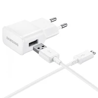 Samsung EP-TA50EWE 8W USB-A sieninis įkroviklis su MicroUSB kabeliu ECB-DU4AWE (Bulk - pakaitinė pakuotė) - baltas