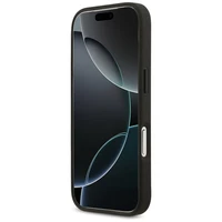 "Guess" dėklas su grūdėtomis rožėmis ir dideliu 4G logotipu "iPhone 17 Pro" - juodas