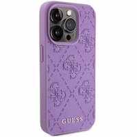 Guess Odinis 4G Įspaustas dėklas telefonui iPhone 15 Pro - violetinis