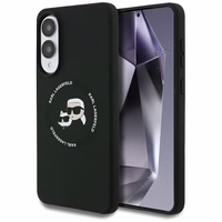 Karl Lagerfeld silikoninis Nauble galvos ir apskritimo Magnetinis dėklas telefonui Samsung Galaxy S25 Edge - juodas