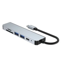 HUB Tech-Protect V4 6in1 USB-C - USB-A 3.0 / USB-A 2.0 / USB-C / HDMI / micro SD / TF / SD kortelių skaitytuvas - pilkas