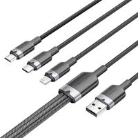 USB 2.0 A kištukas į 3-in-1 USB-C, Lightning ir Micro-B kištukas kabelis Vention 3A CTPBG 1.5m