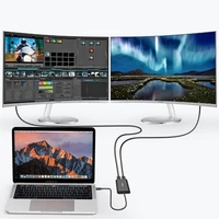 Choetech kištuko adapteris USB Type C Thunderbolt 3 (40Gbps) - 2x DisplayPort 4K 60Hz juodas (HUB-D03)