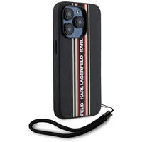 Karl Lagerfeld Saffiano Athleisure Stripes Cord Dėklas telefonui iPhone 15 Pro - raudonas