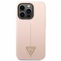 Guess GUHCP14LSLTGP iPhone 14 Pro 6.1 "rožinis/rožinis kietas dėklas Silikoninis Triangle
