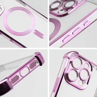 Dėklas telefonui ANTISHOCK ELECTRO IPHONE 16, suderinamas su MagSafe, rožinis