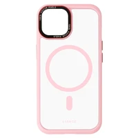 Liavec Hibridinis magnetinis skaidrus dėklas iPhone 15 šviesiai rožinis