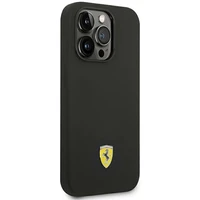 Dėklas telefonui Ferrari FEHCP14LSIBBK iPhone 14 Pro 6.1 - juodas silikoninis metalinis logotipas