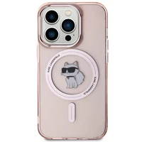 Karl Lagerfeld IML Choupette Magnetinis dėklas telefonui iPhone 15 Pro Max - rožinė
